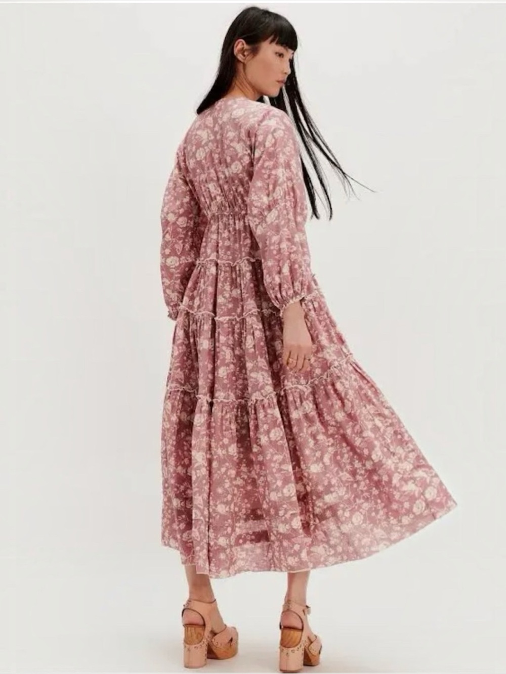 Free People Pappiet Dusty Rose Boho Midi Dress Size Small
